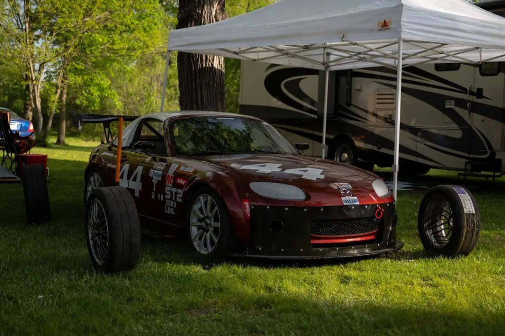 Mazda race car in the paddock